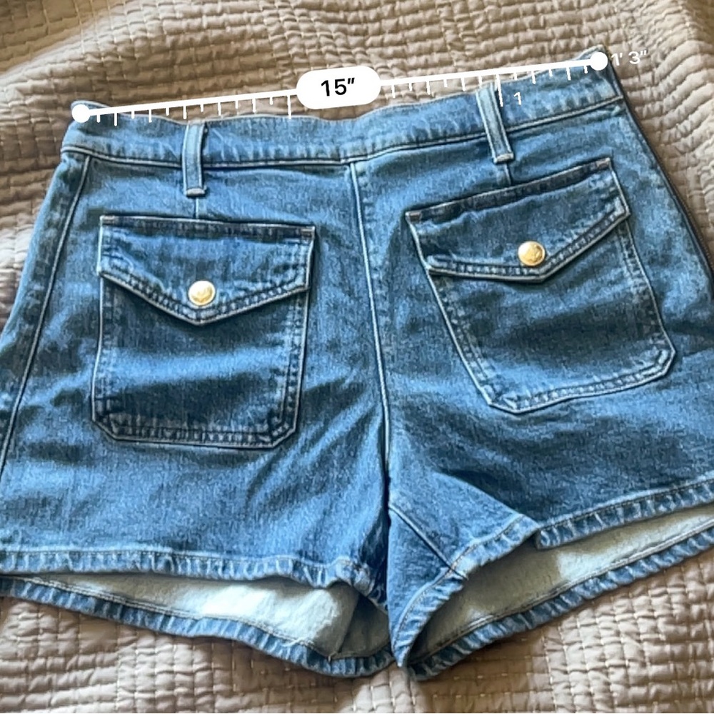 J.Crew Sailor Pockets Denim Shorts Womens Side Zip Stretch Blue Jean Size 28 EUC - Picture 8 of 10